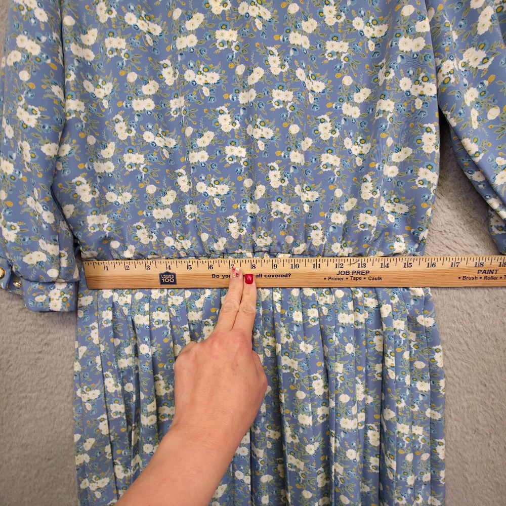 Vintage Breli Dress Womens 10 Blue Floral Cottagecore‎ Prairie Midi 70s Romantic - Picture 6 of 16
